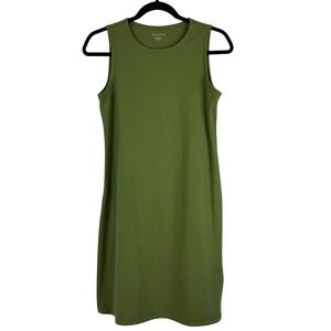Eileen Fisher Dress PP/PTP Organic Cotton Jersey Tank Midi Sleeveless Green USA